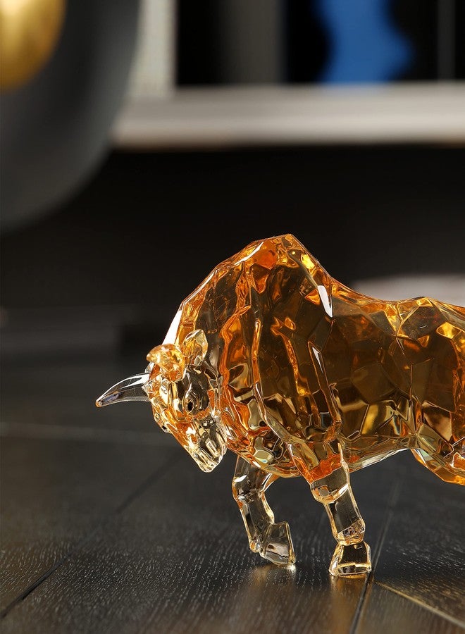 DARMOMOON FengShui Wall Street Bull Statue Acrylic Bull Figurine Sculpture Home Office Desk Decorative Ornament 8.7''L (Amber) - Image 2
